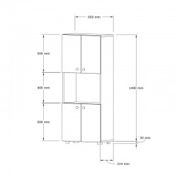 Ντουλάπα κουζίνας Guzel pakoworld σε λευκή απόχρωση 60x31.4x140εκ