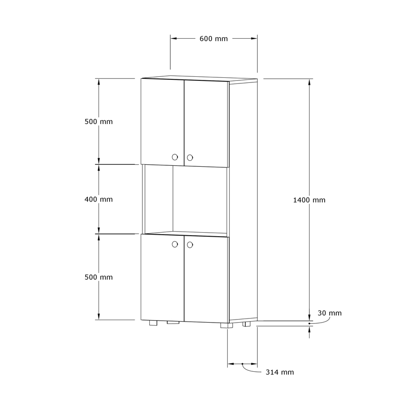 Kitchen cabinets Guzel pakoworld in walnut color 60x31.4x140cm