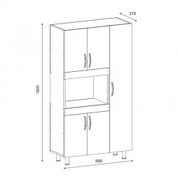 Defne pakoworld kitchen cabinet in white 89x37.5x160cm