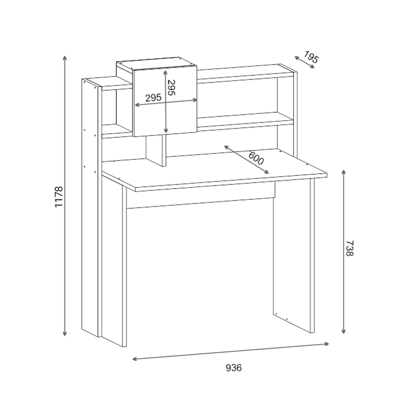 Koogi pakoworld work desk in oak-white shade 94x60x118cm