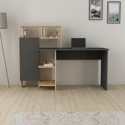 Calisma pakoworld desk with shelf in oak-anthracite shade 135x60x111cm