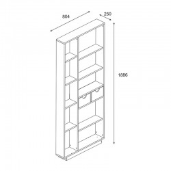 Bookcase with drawers Dakin pakoworld in oak shade 80x25x190cm