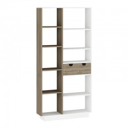 Bookcase with drawers Dakin pakoworld in white-walnut shade 80x25x190cm