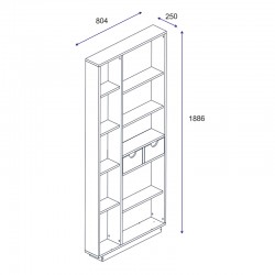 Bookcase with drawers Dakin pakoworld in white-walnut shade 80x25x190cm