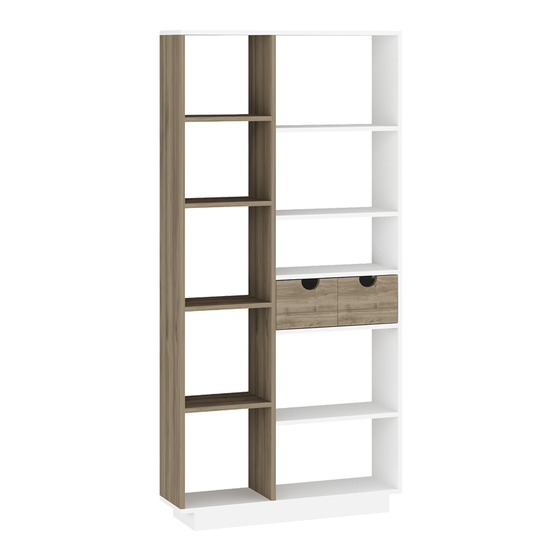 Bookcase with drawers Dakin pakoworld in white-walnut shade 80x25x190cm