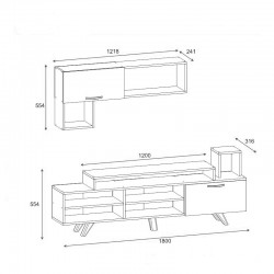 Visao pakoworld TV set in white-walnut shades 180x32x55cm