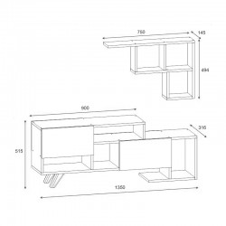 Armari pakoworld living room set in white-walnut shade 135x32x52cm