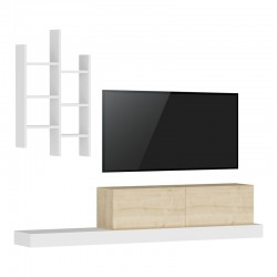 Rumba pakoworld TV cabinet in white-oak shade 180x30x31cm