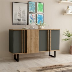 Amanda I pakoworld sideboard in anthracite-walnut shade 160x74x79cm