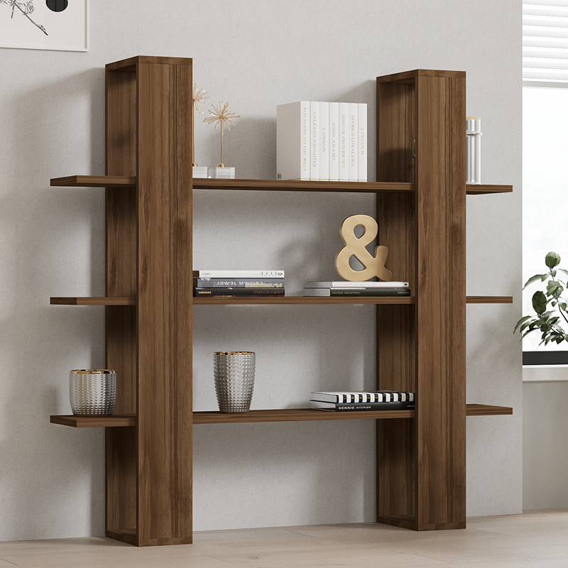 Yotek pakoworld bookcase in walnut color 120x23x120cm