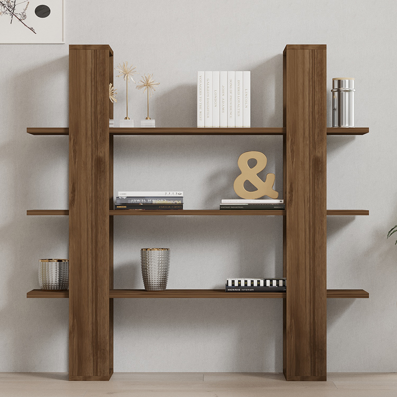 Yotek pakoworld bookcase in walnut color 120x23x120cm