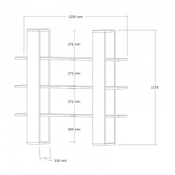 Yotek pakoworld bookcase in walnut color 120x23x120cm