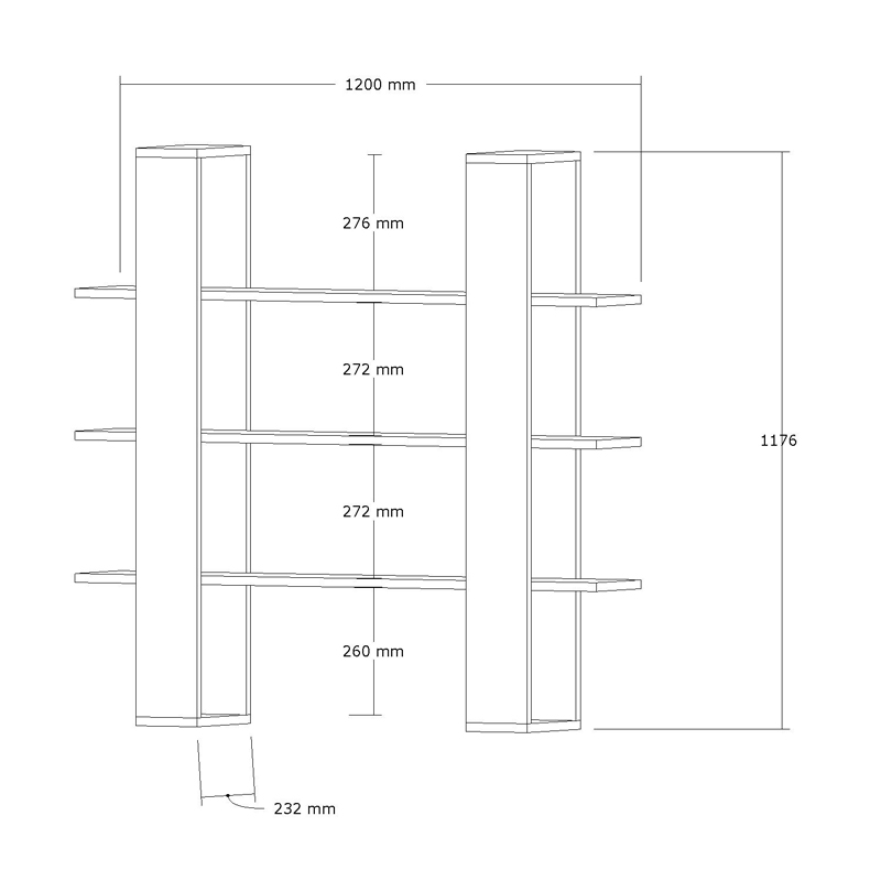 Yotek pakoworld bookcase in walnut color 120x23x120cm