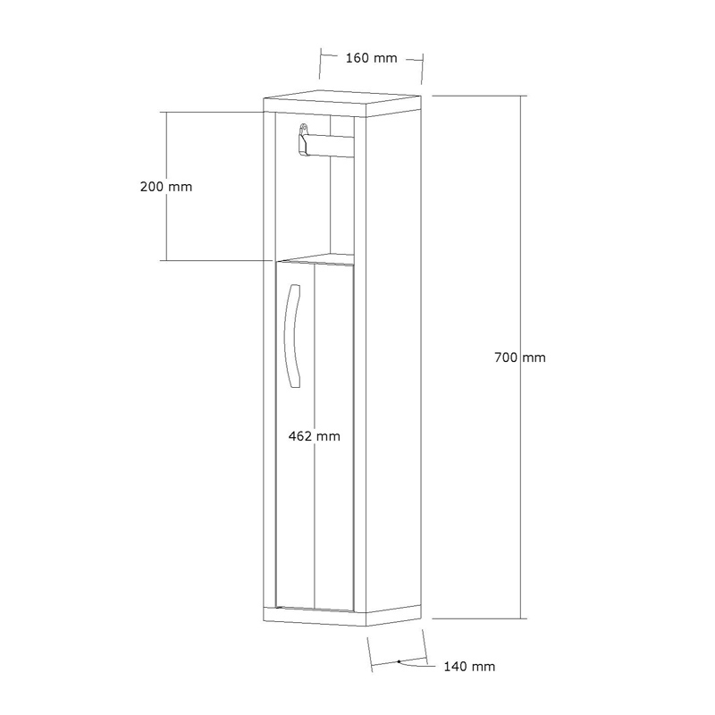 Maretto pakoworld column cabinet in white 16x14x70cm