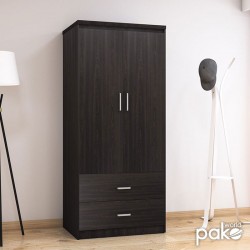 Wardrobe Olympus pakoworld with 2 doors and drawers in wenge colour 81x57x183