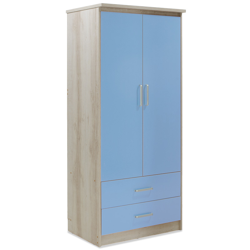 Children's wardrobe Looney pakoworld with 2 doors and drawers in castillo-blue colour 81x57x183
