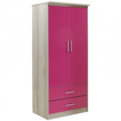 Children\'s wardrobe Looney pakoworld with 2 doors and drawers in castillo-pink colour 81x57x183