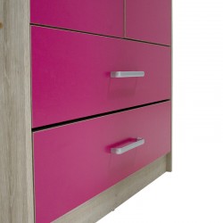 Children\'s wardrobe Looney pakoworld with 2 doors and drawers in castillo-pink colour 81x57x183