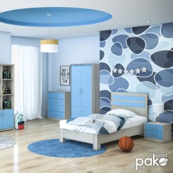 Συρταριέρα παιδική Looney pakoworld με 4 συρτάρια χρώμα castillo-μπλε 80x40x95εκ