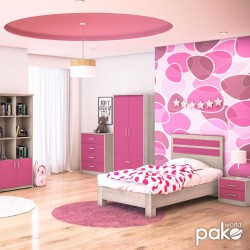 Children\'s chest of 4 Drawer Looney pakoworld in castillo-pink colour 80x40x95