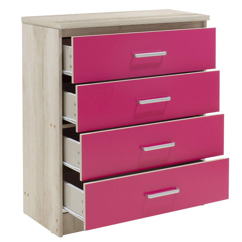 Συρταριέρα παιδική Looney pakoworld με 4 συρτάρια χρώμα castillo-ροζ 80x40x95εκ
