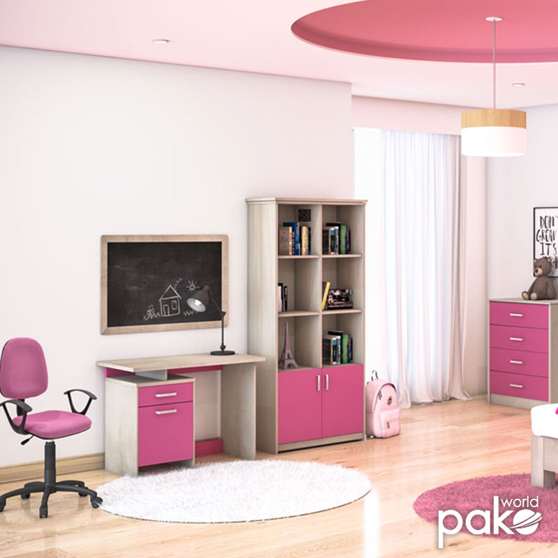 Children's bookcase Looney pakoworld castillo-pink 80.5x36.5x183.5