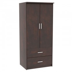 Wardrobe Olympus pakoworld with 2 doors and drawers in walnut colour 81x57x183