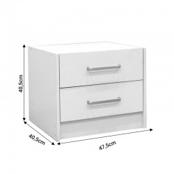 Nightstand Olympus pakoworld with 2 drawers in white colour 47.5x40.5x40.5