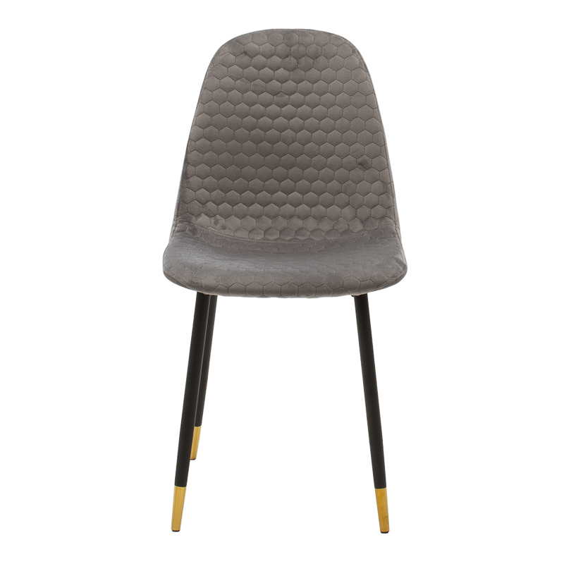 Καρέκλα Sila pakoworld βελούδο γκρι-μαύρο χρυσό πόδι
