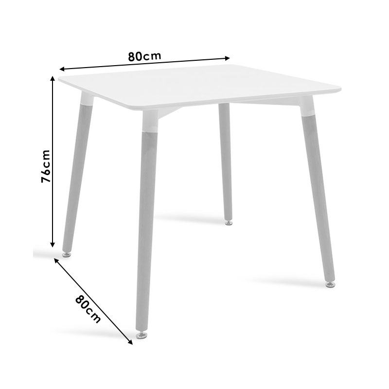 Dining table Natali MDF top white 80x80x75cm