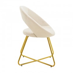 Καρέκλα Valentina pakoworld μπεζ βελούδο-χρυσό πόδι 65x60x82εκ