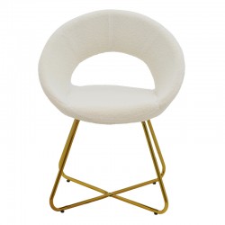 Chair Valentina pakoworld white teddy fabric-golden leg 65x60x82εκ