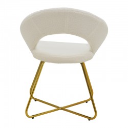 Chair Valentina pakoworld white teddy fabric-golden leg 65x60x82εκ