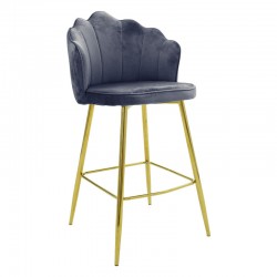 Bar stool Nataly pakoworld velvet grey-metal golden