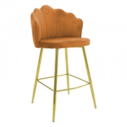 Bar stool Nataly pakoworld velvet tile-metal golden
