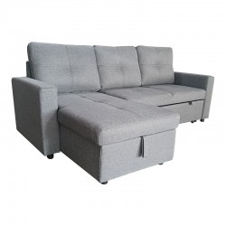 Reversible corner sofa-bed with storage space Felia pakoworld fabric in gray color 216x133.4x82.6cm