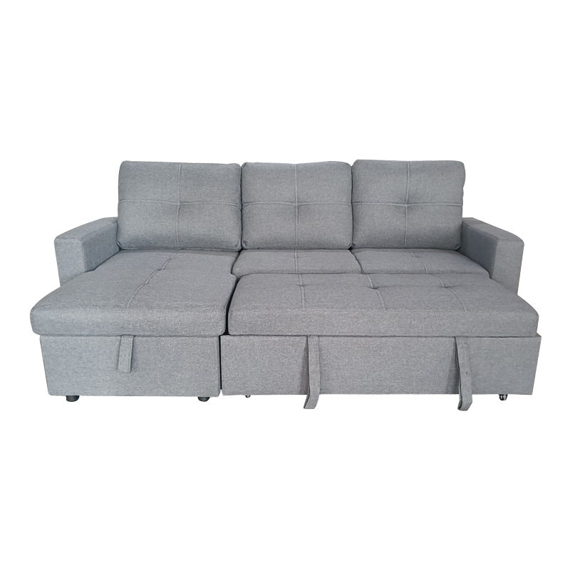 Reversible corner sofa-bed with storage space Felia pakoworld fabric in gray color 216x133.4x82.6cm