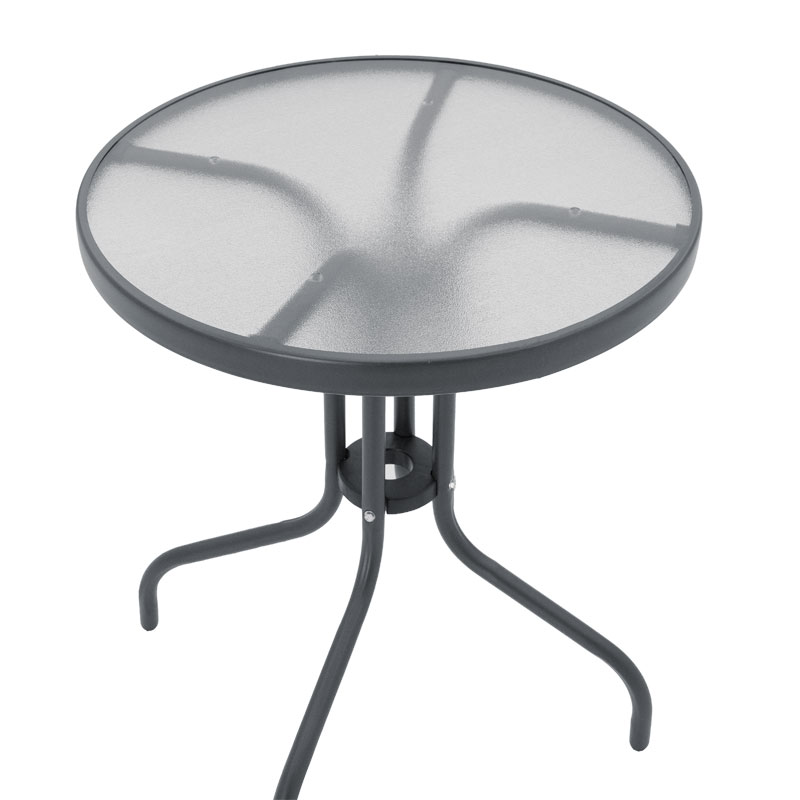 Τραπέζι Watson pakoworld μέταλλο γκρι-γυαλί Φ60x70εκ