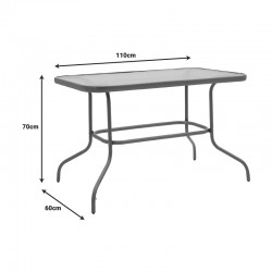 Garden dining table Valor-Obbi set of 5 pakoworld pe gray-metal anthracite gray 110x60x70cm