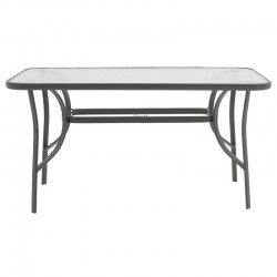 Τραπέζι Ensure pakoworld ανθρακί μέταλλο-tempered γυαλί 140x80x70εκ