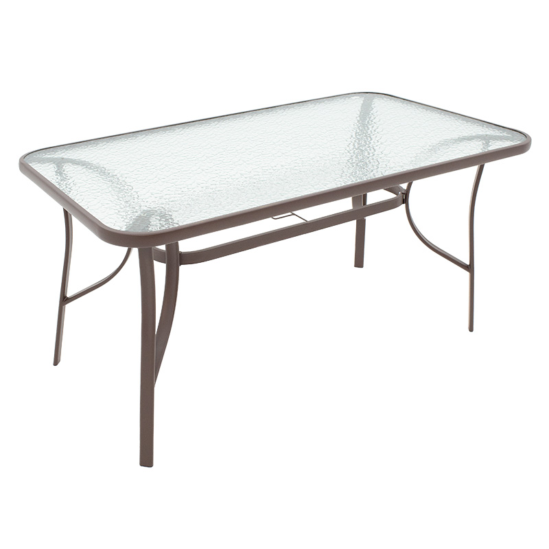 Ensure pakoworld table metal brown-tempered glass 120x70x70cm
