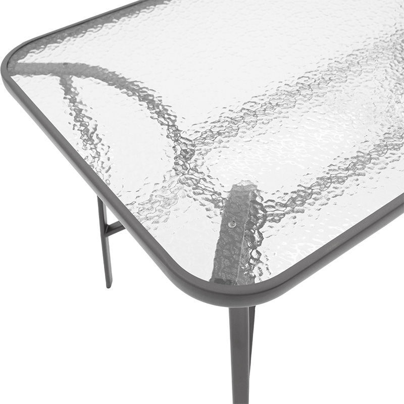 Τραπέζι Ensure pakoworld ανθρακί μέταλλο-tempered γυαλί 120x70x70εκ