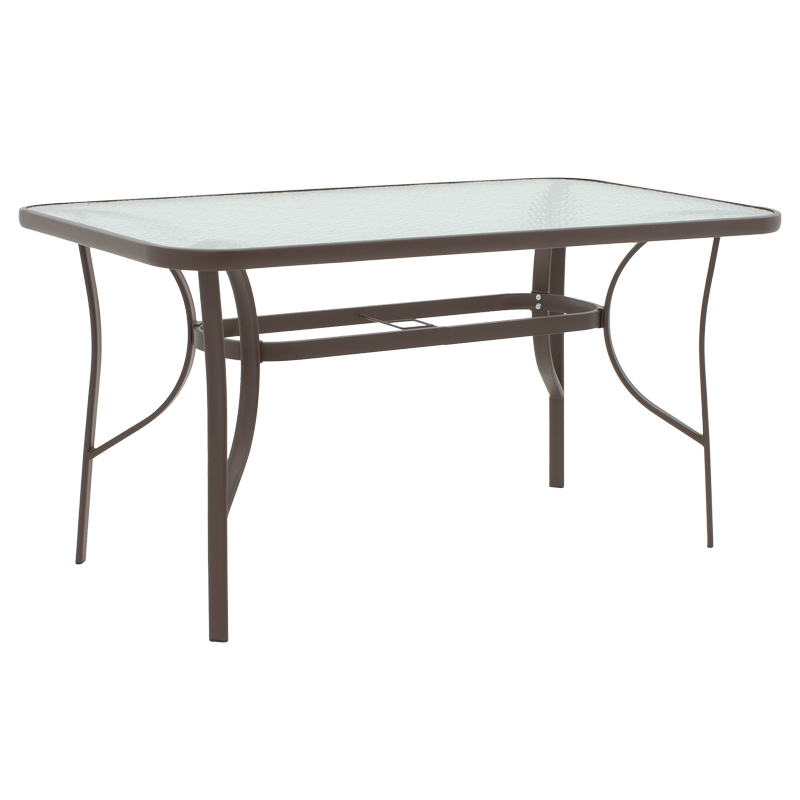 Dining table Calan-Ensure pakoworld set of 5 dark brown metal and tempered glass 120x70x70cm