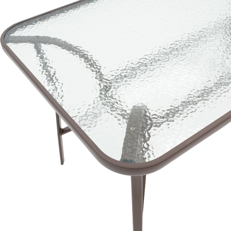 Dining table Calan-Ensure pakoworld set of 5 dark brown metal and tempered glass 120x70x70cm