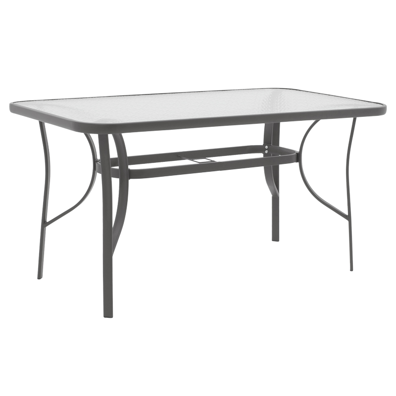 Dining table Calan-Ensure pakoworld set of 7 dark anthracite metal and anthracite textilene 140x80x70cm