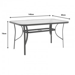 Dining table Calan-Ensure pakoworld set of 7 dark anthracite metal and anthracite textilene 140x80x70cm