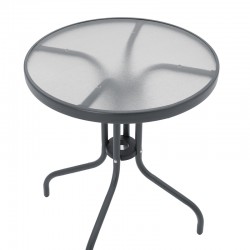 Calan-Watson pakoworld dining table set of 3 gray metal and tempered glass D60x70cm