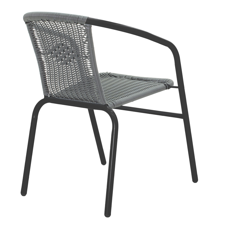 Obbi pakoworld armchair in black metal-pe gray color 54x56x73cm