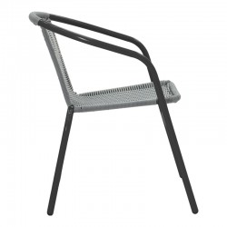 Obbi pakoworld armchair in black metal-pe gray color 54x56x73cm