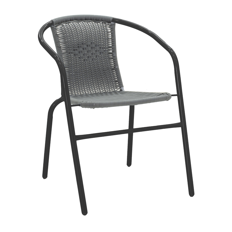 Obbi pakoworld armchair in black metal-pe gray color 54x56x73cm